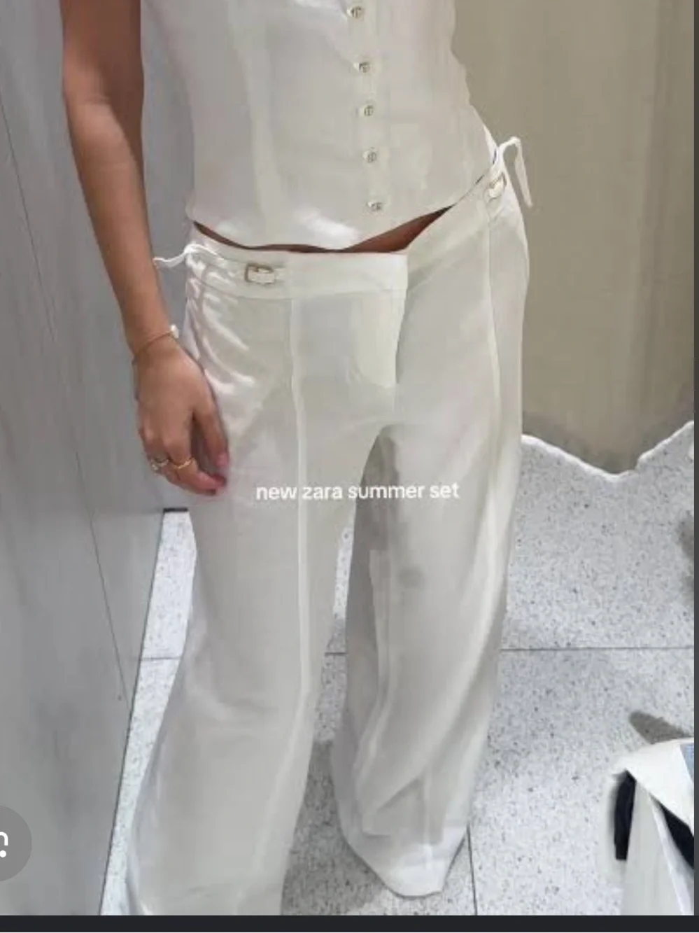Zara Cream Wide-Leg Linen Chinos